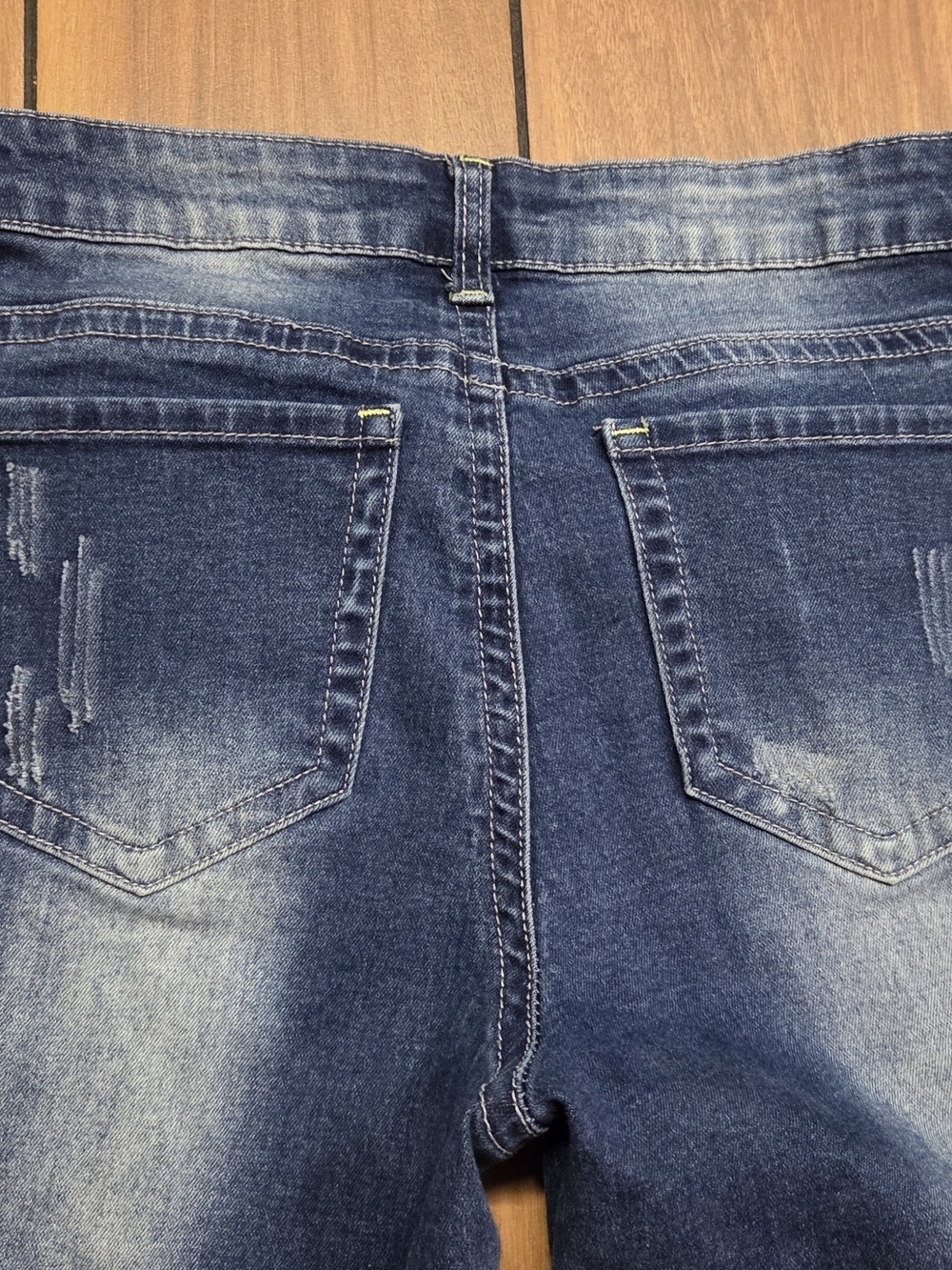 Women's Distressed Skinny Jeans in Dark Blue by Liy Jean - Picture 5 of 7